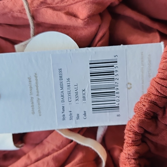 NEW CLEOBELLA Daria Midi Cut Out Sides Dress in deep brick Cotton/Linen - Picture 10 of 13